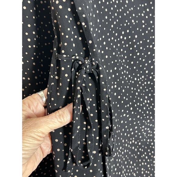 Grey jason wu Sz 6 silk modern polka dot black & beige tunic waist defining ties - Picture 5 of 7